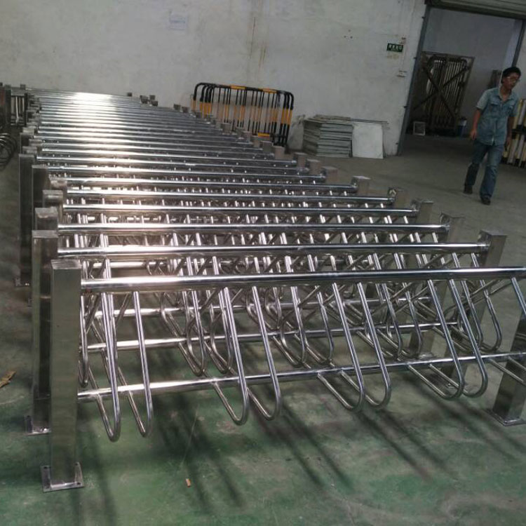 304不銹鋼立式卡位式自行車停車架可固定安裝也可地埋安裝